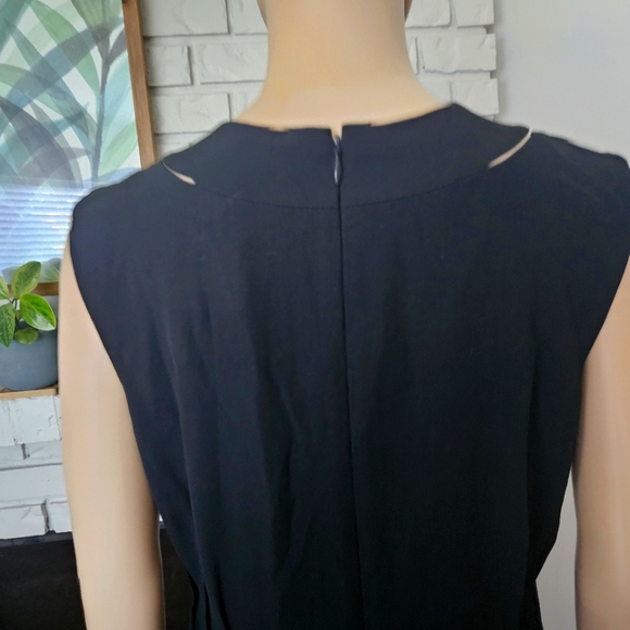 Lida Baday wool dress size 10 black sleeveless cutout sheath midi - Picture 8 of 14